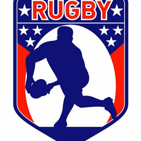 rugby player passing ball shield cover image.