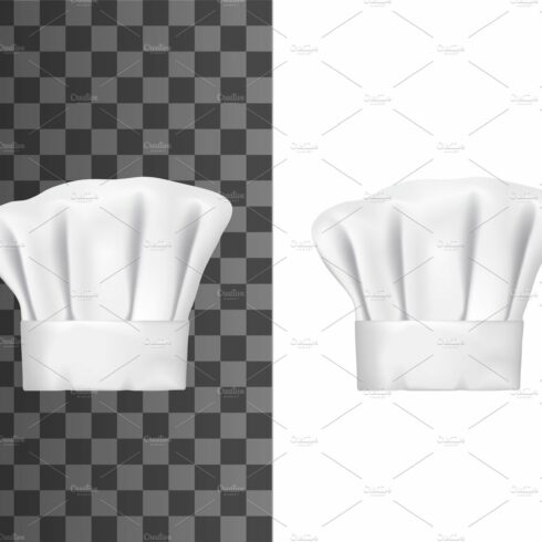 White chef hat, cook cap or toque cover image.