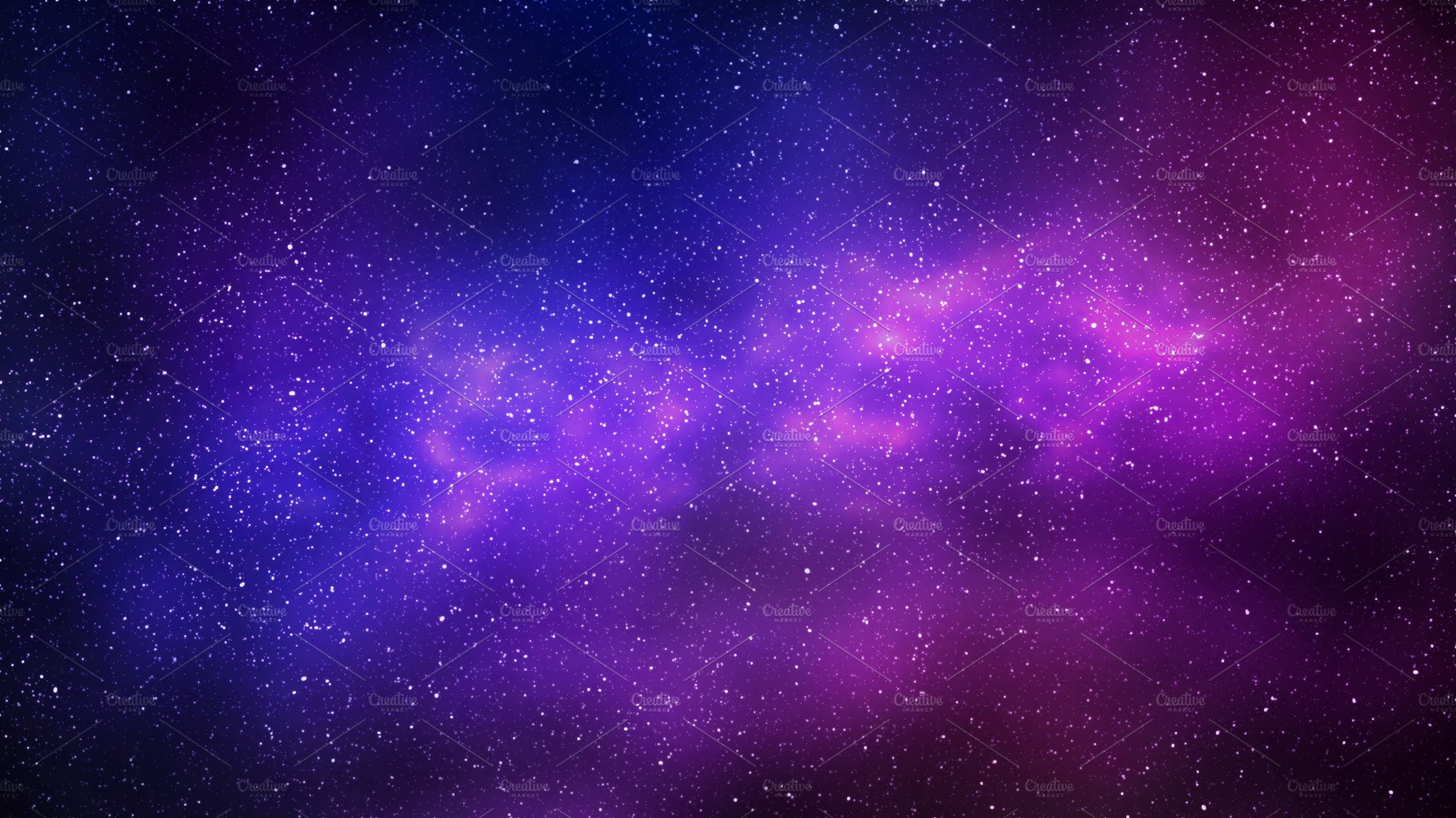 Night starry sky and bright purple blue galaxy, horizontal backg cover image.