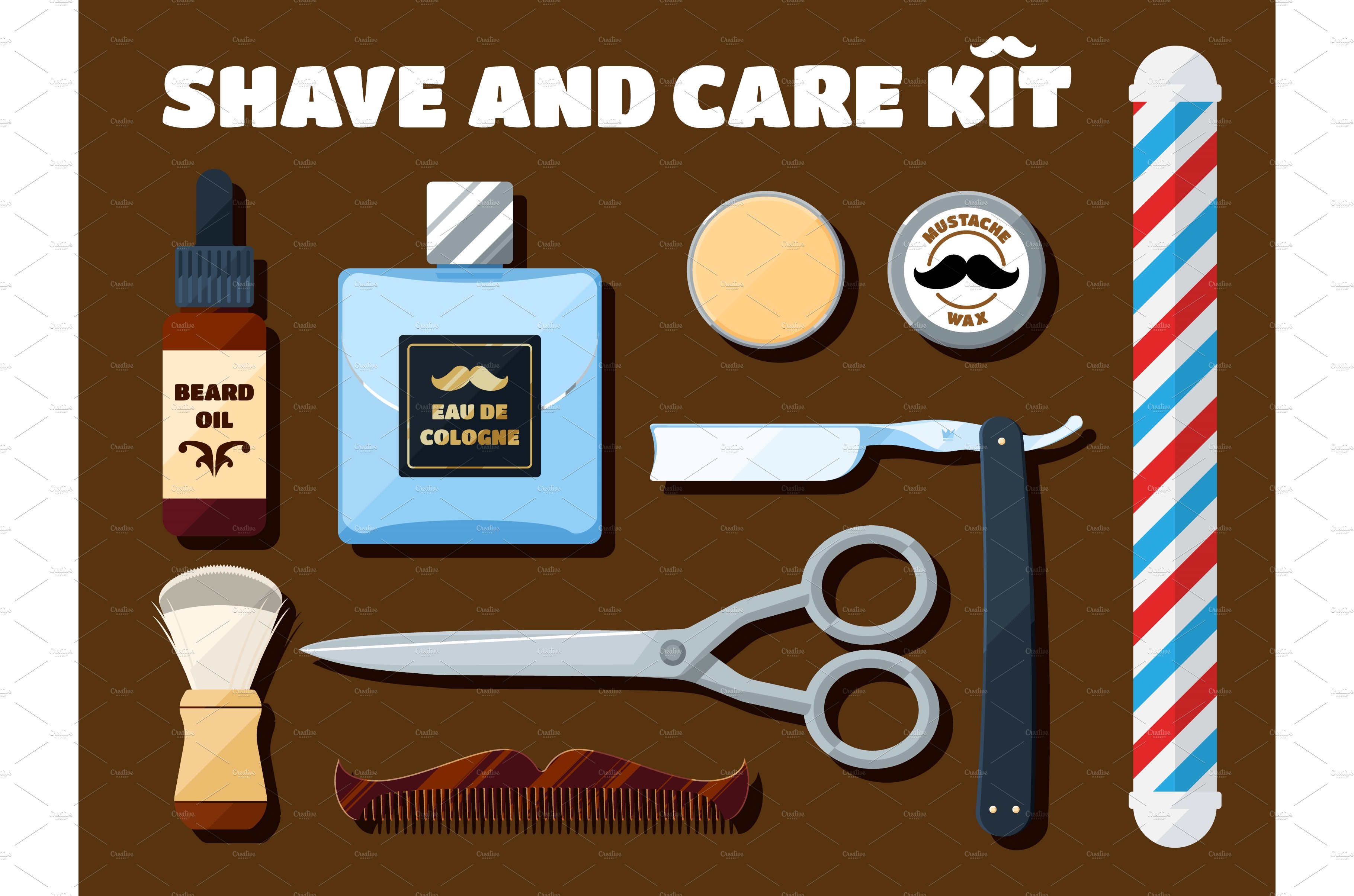 Shaving tools and accessories set cover image.