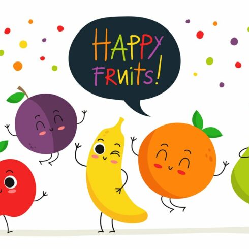 Cute happy fruits! :) cover image.