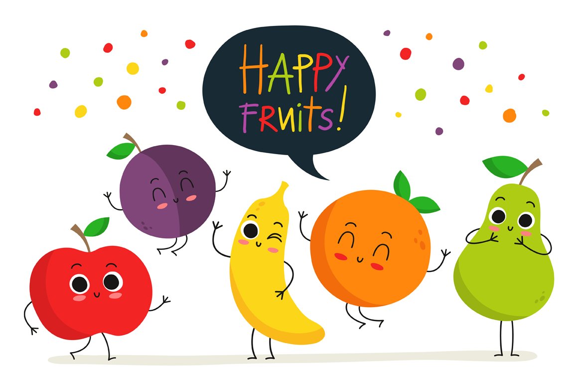 Cute happy fruits! :) cover image.