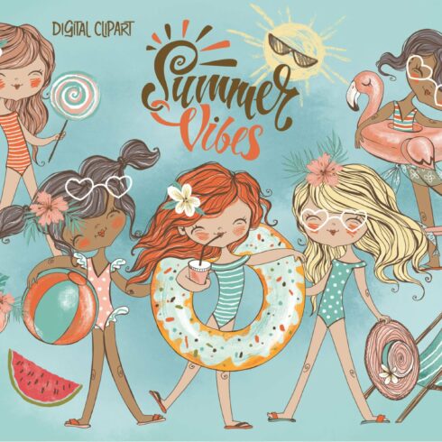 Girls weekend clipart Png Kids beach cover image.