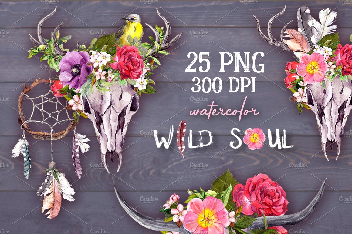 Wild soul - boho style watercolor cover image.