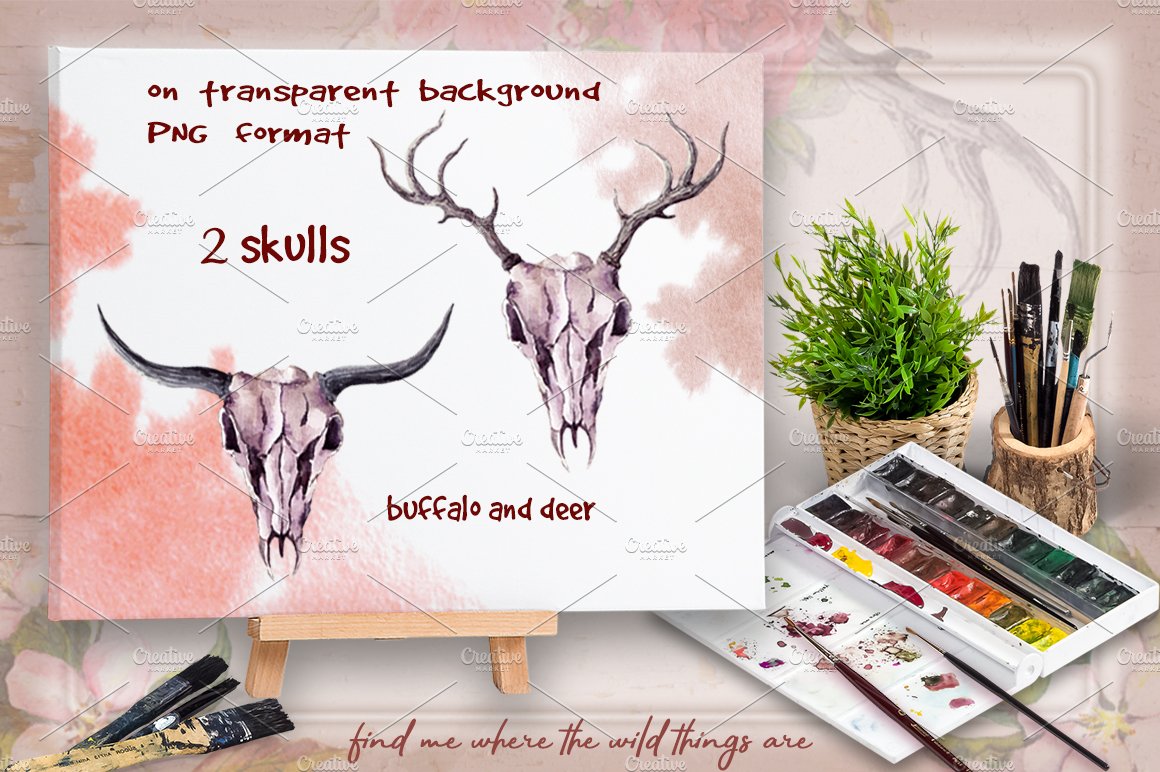 Wild soul - boho style watercolor preview image.