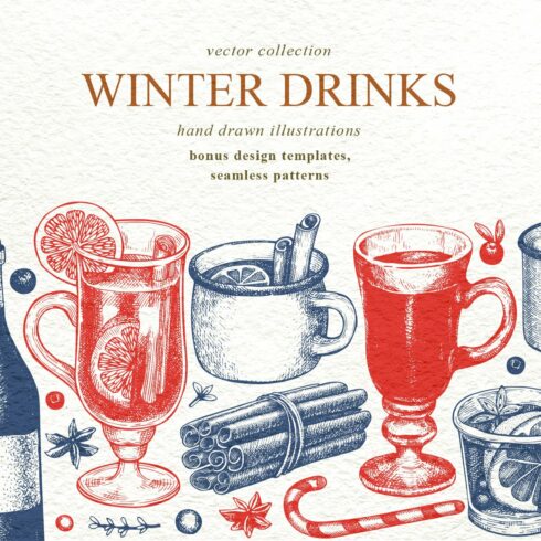 Winter Drinks Vector Collection cover image.