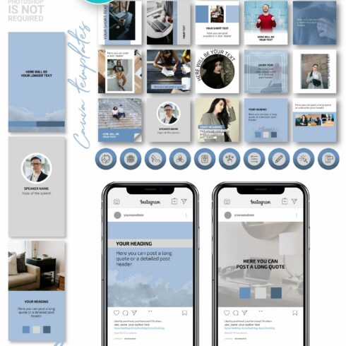 Blue CANVA Instagram Templates cover image.