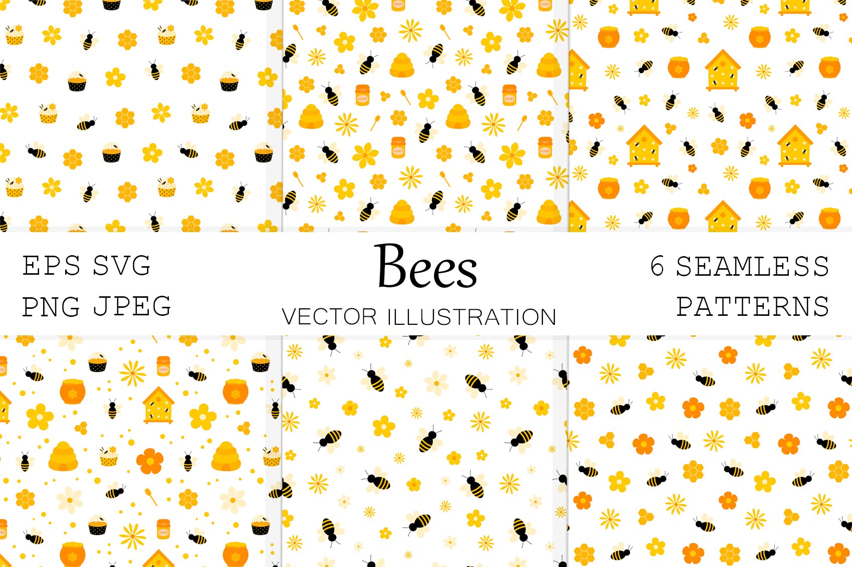 Bees pattern. Honey pattern. Bee SVG cover image.