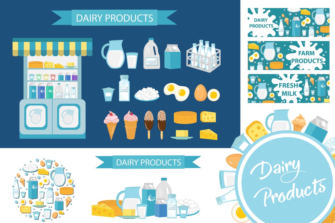 Dairy products set cover image.