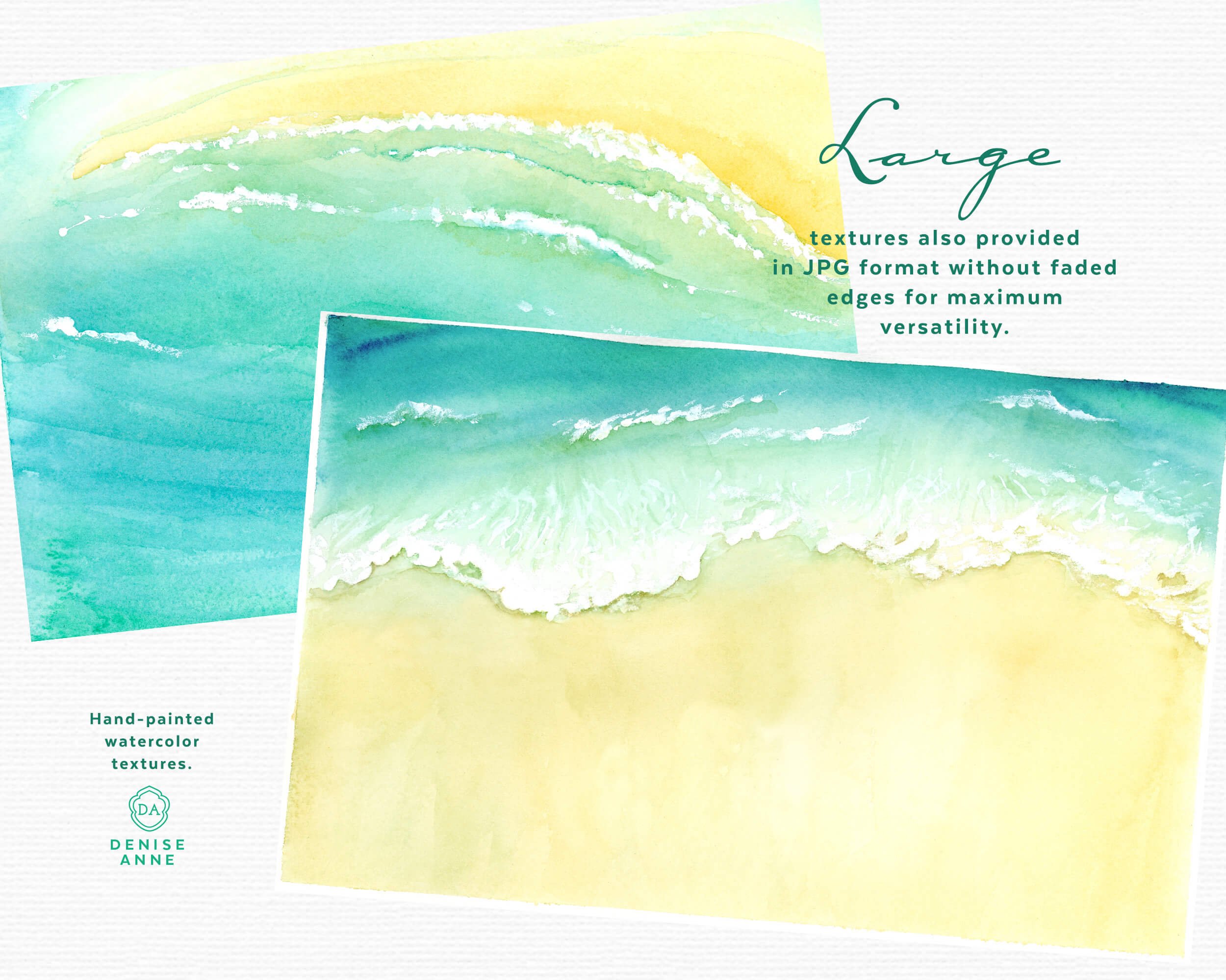 Watercolor Ocean Wave Beach Textures preview image.
