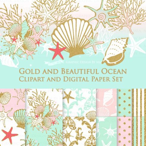 Seashell Clipart+Pattern set cover image.
