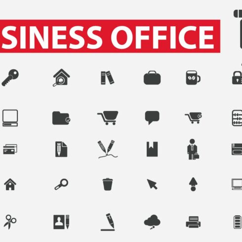 80 Business office icons cover image.