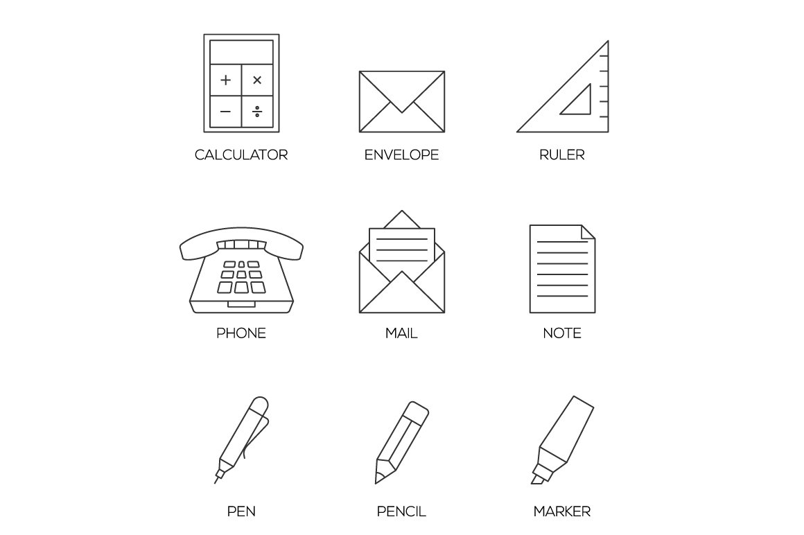 Office tools outline icons vol 2 cover image.