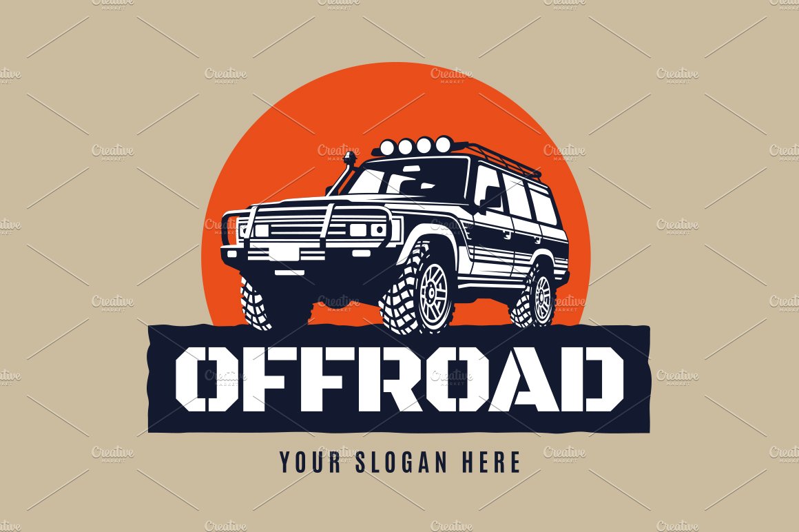 Off road suv car logo template cover image.