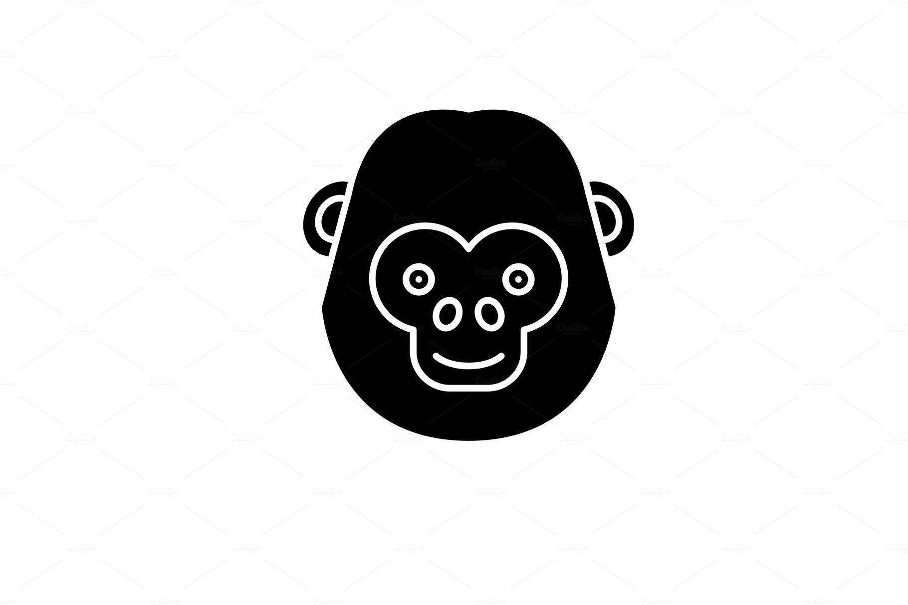 Funny chimpanzee black icon, vector cover image.