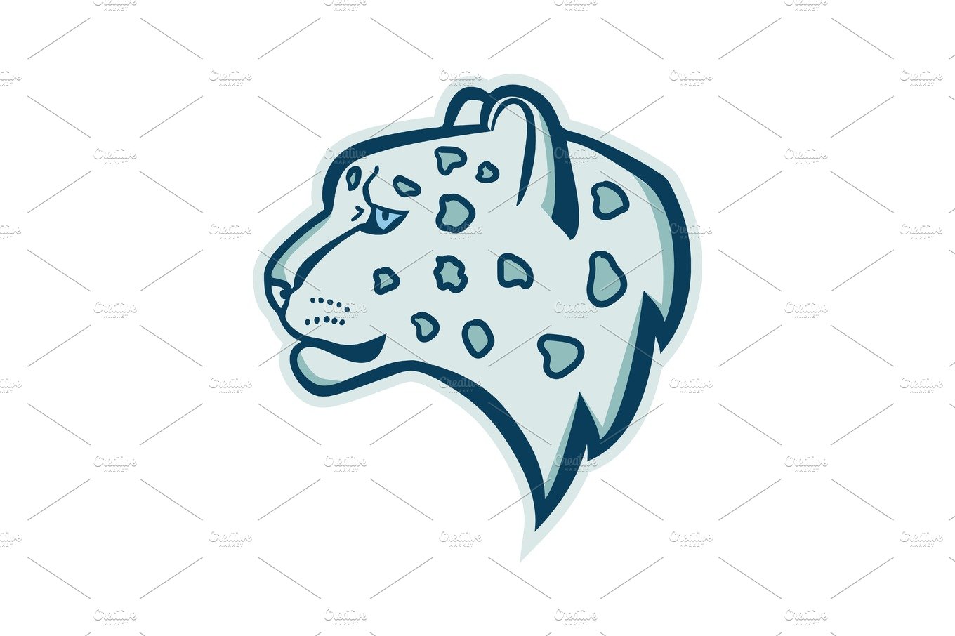 Snow leopard logo mascot. Snow leopard head isolated vector illustration cover image.