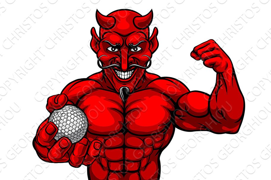 Devil Golf Sports Mascot Holding cover image.