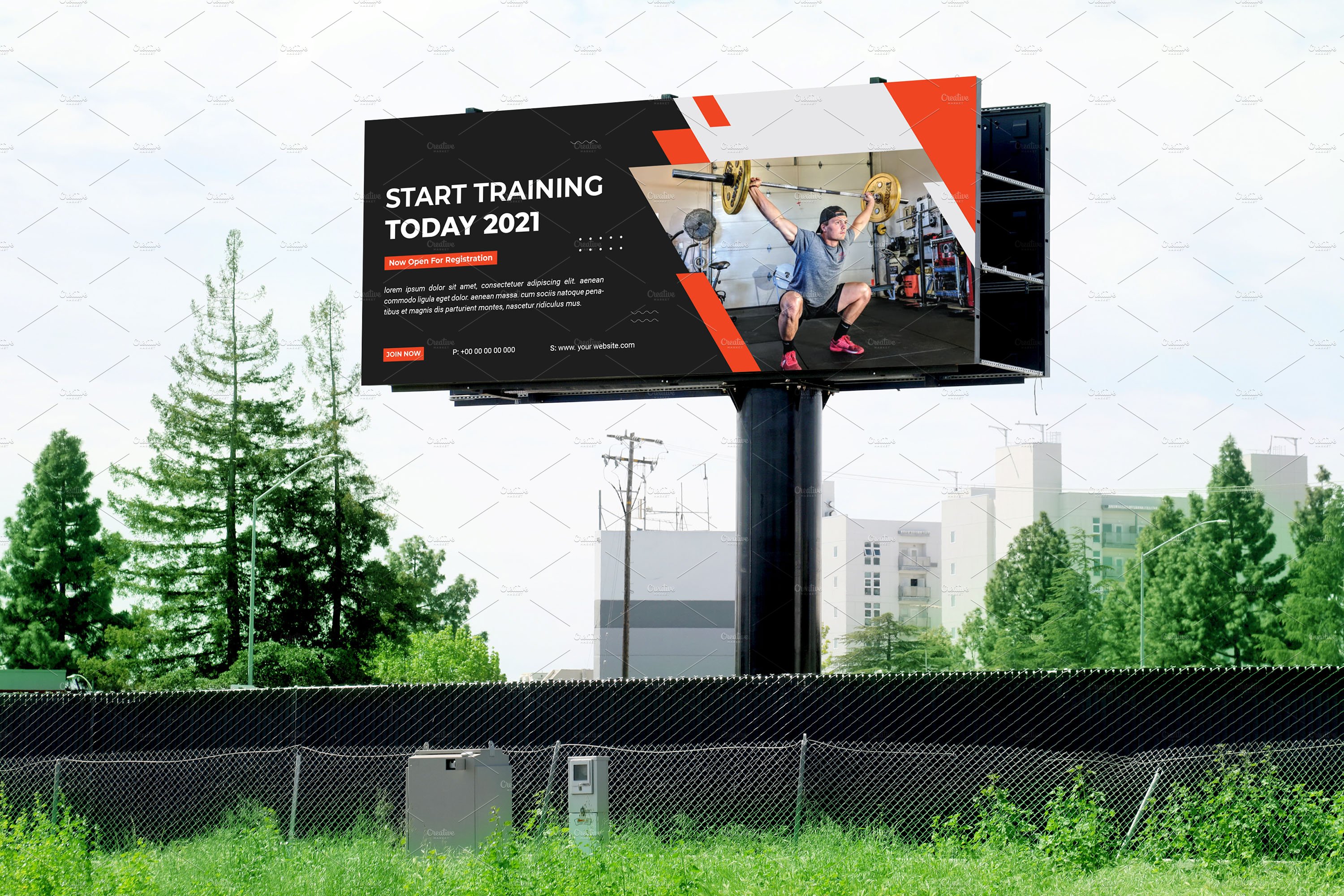 Modern Gym Fitness Billboard Design preview image.