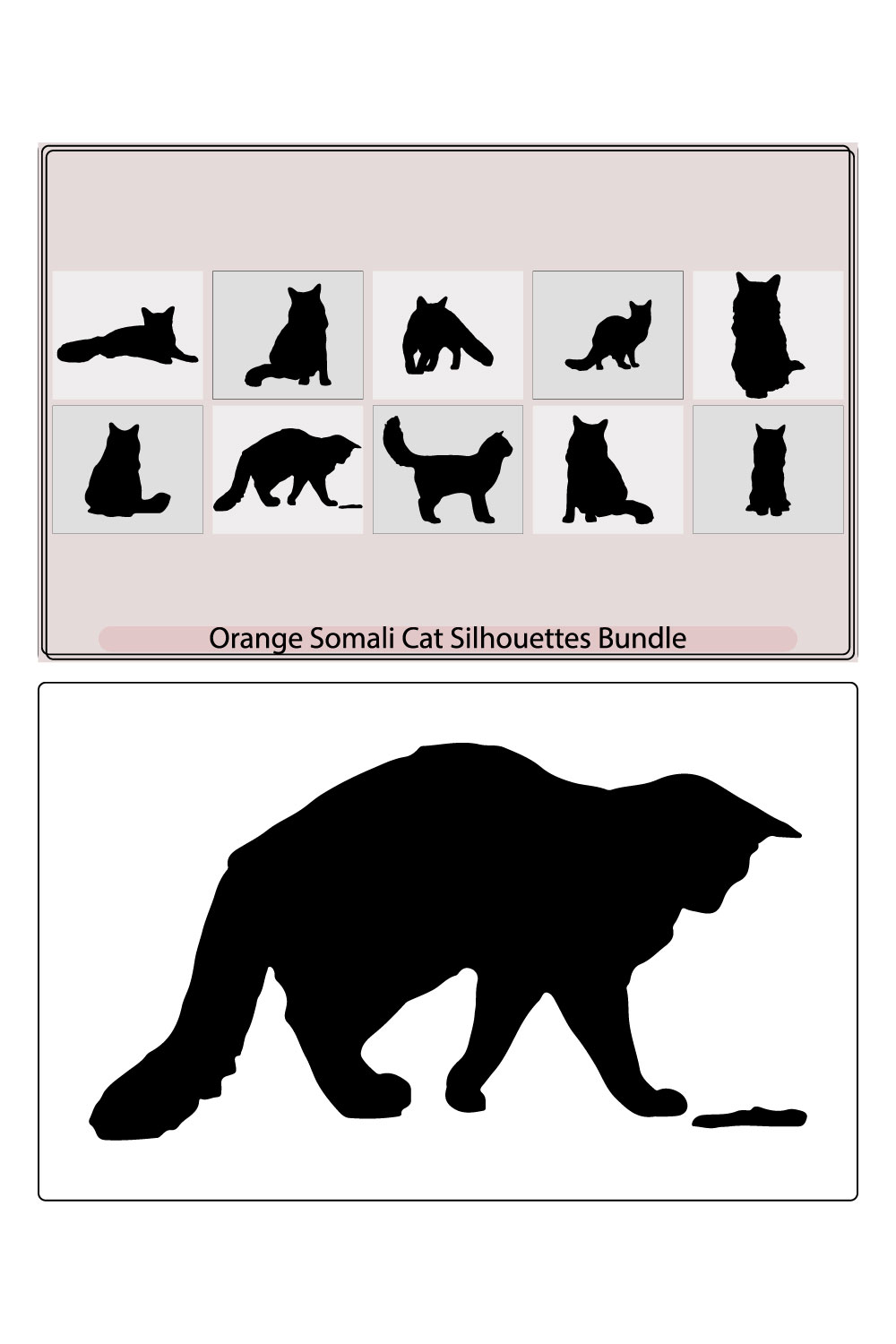 Orange somali cat silhouette,Orange somali cat silhouette bundle,Orange somali cat illustration, pinterest preview image.