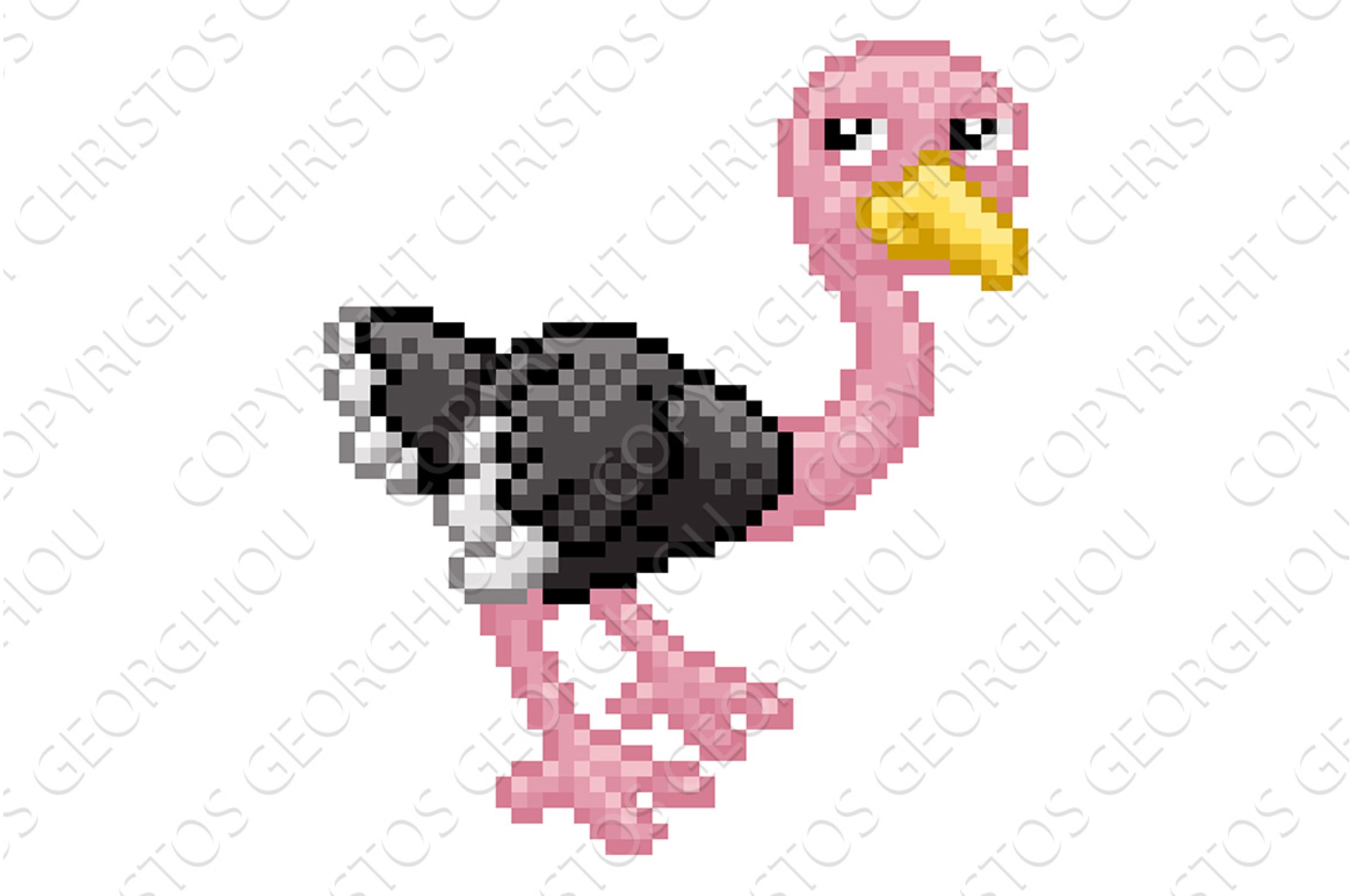 Ostrich Bird Pixel Art Safari Animal cover image.
