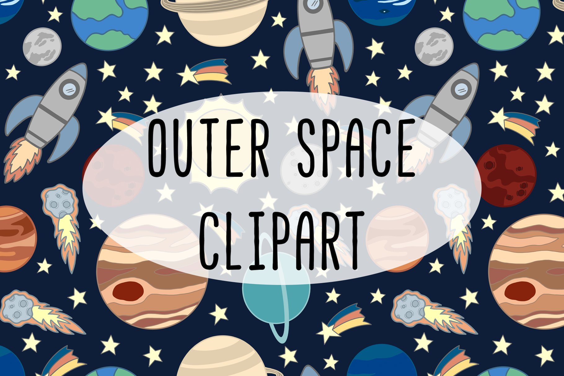 Outer space clipart cover image.