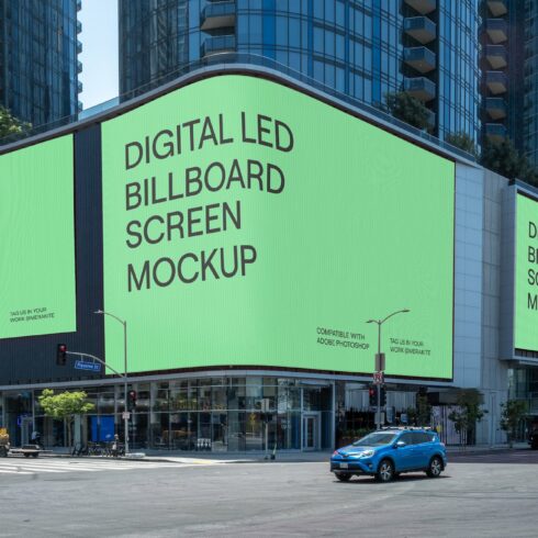 Big Screen City Billboard Mockup PSD cover image.