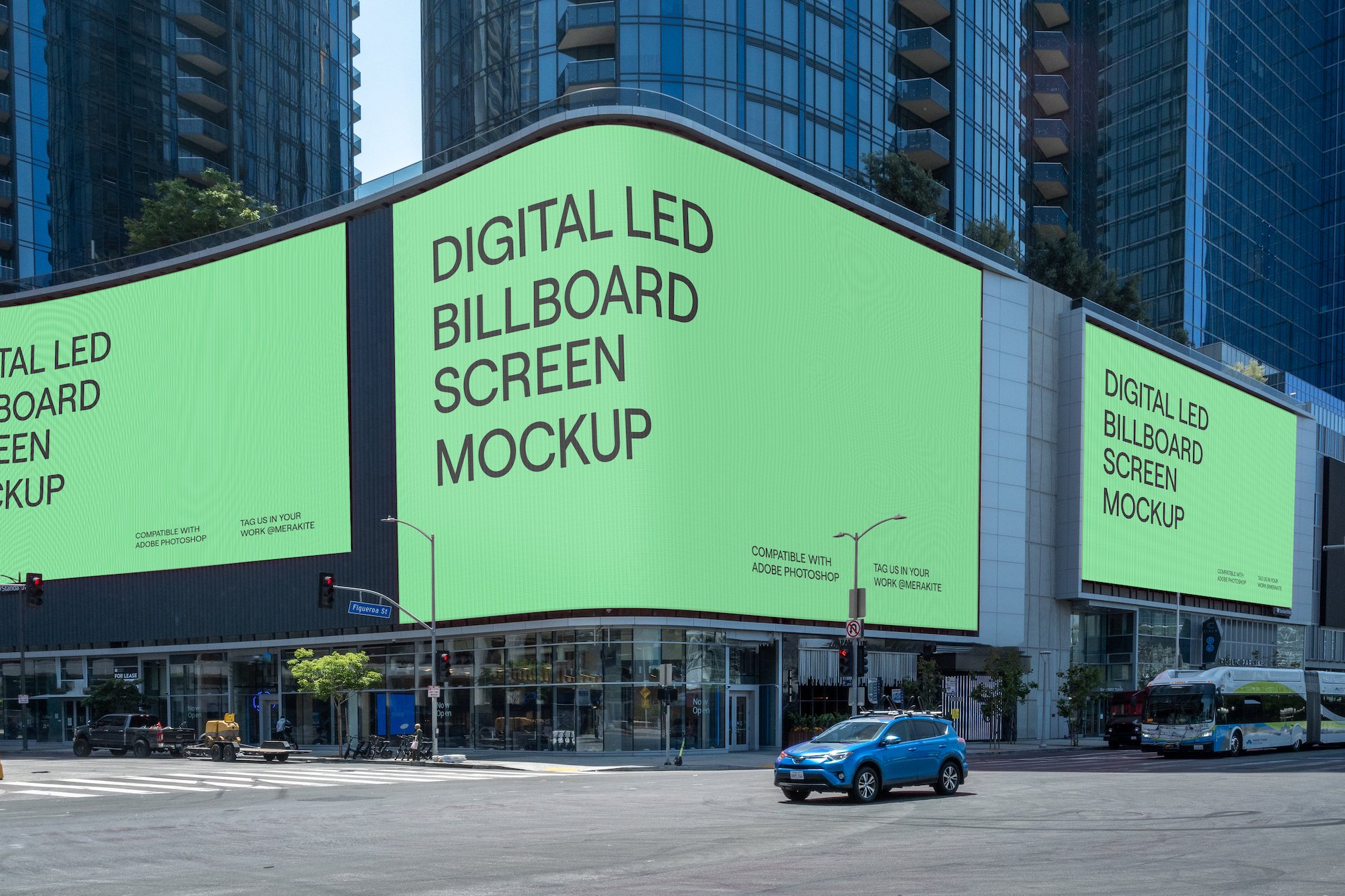 Big Screen City Billboard Mockup PSD cover image.