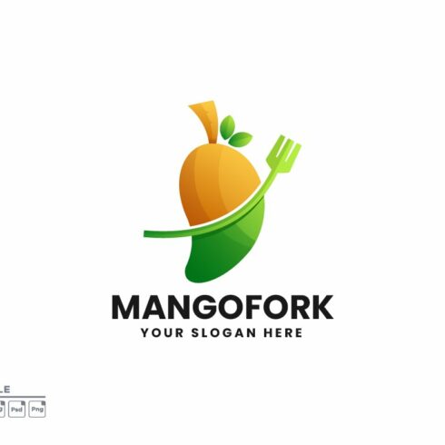 Mango Fruit and Fork Food Logo cover image.