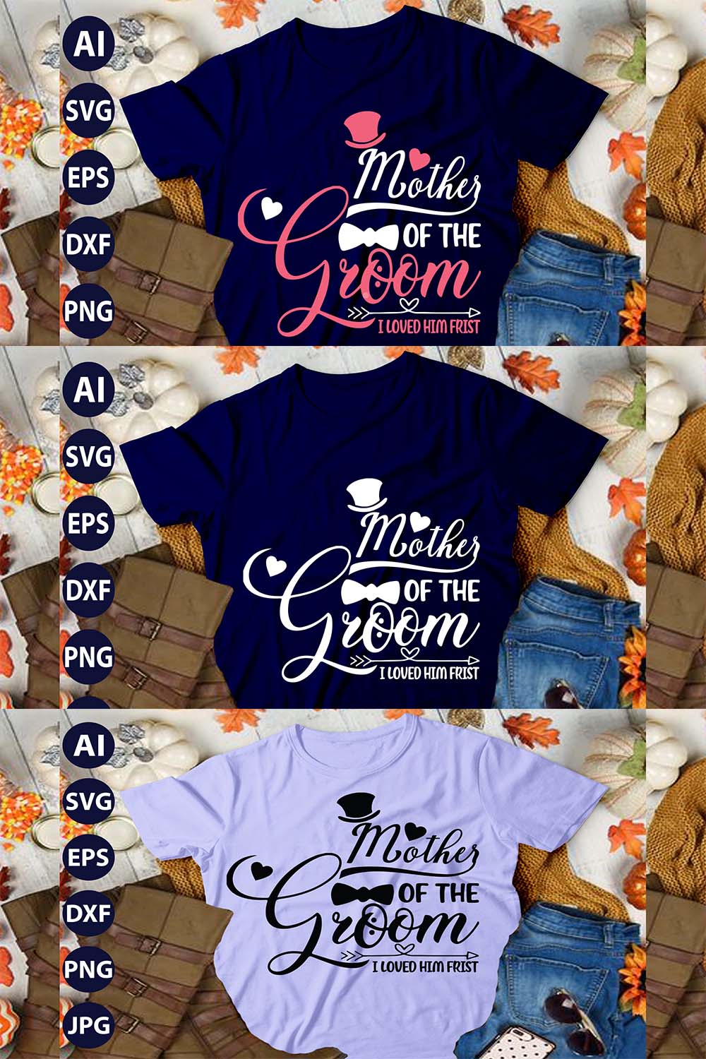 Love Mom | Mother Of The Groom | Ai, Svg, Eps, Dxf, Jpeg, Png, Instant download T-Shirt Digital Prints file pinterest preview image.