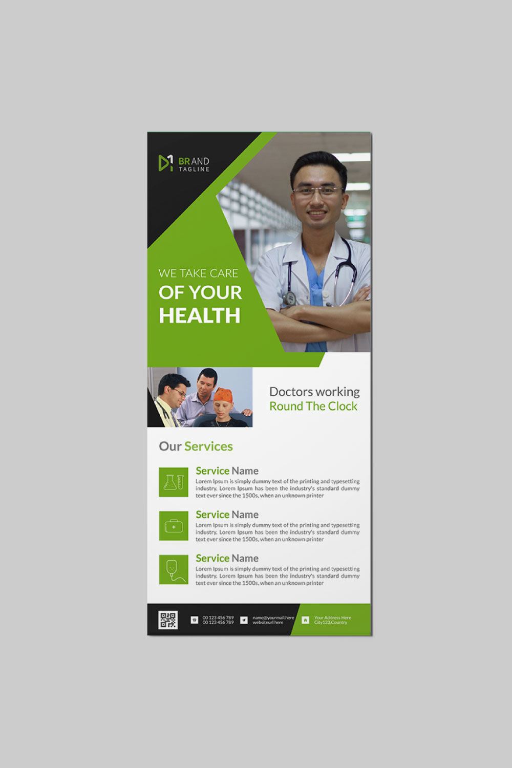 Medical rack card dl flyer design template pinterest preview image.