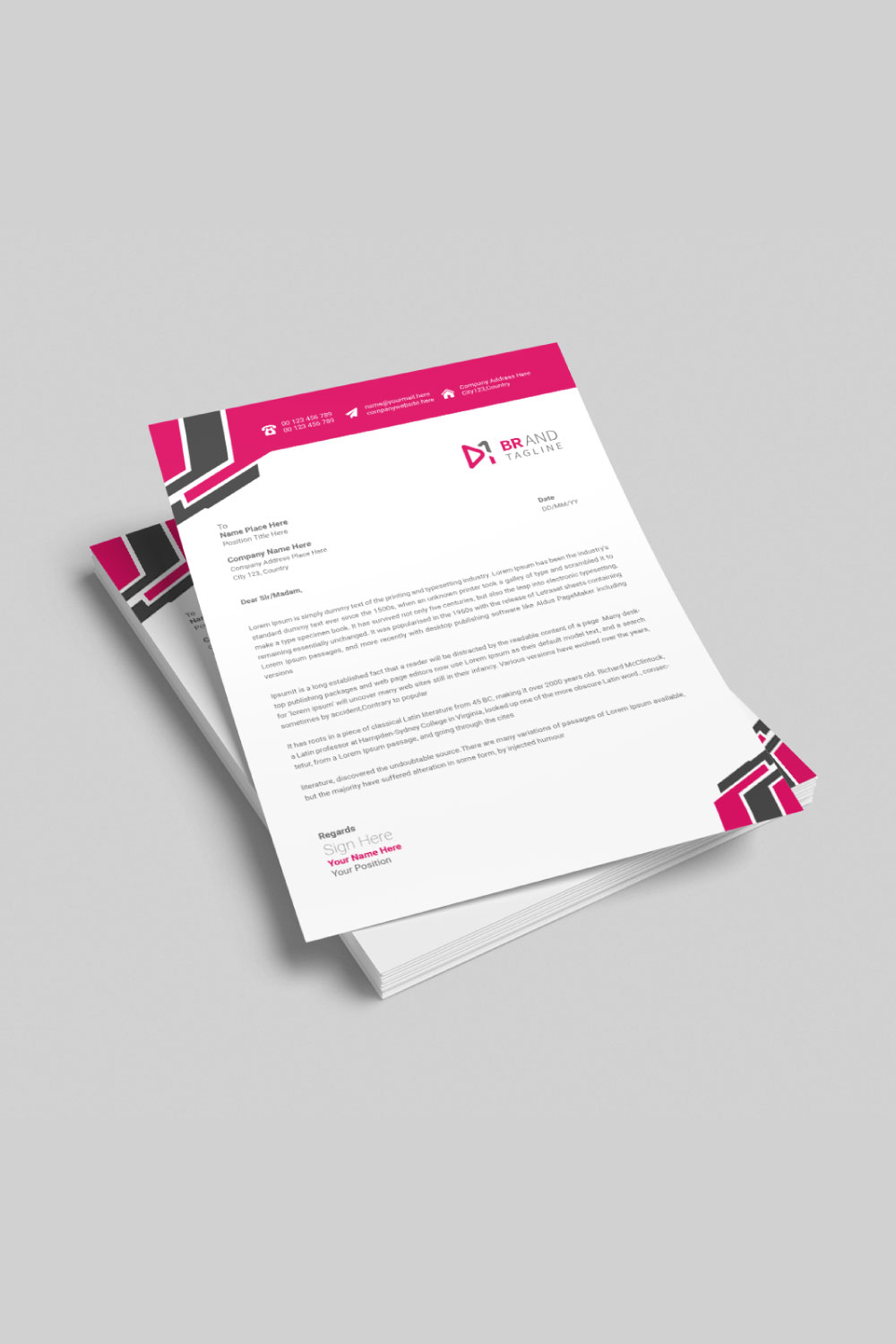 Business letterhead design template pinterest preview image.