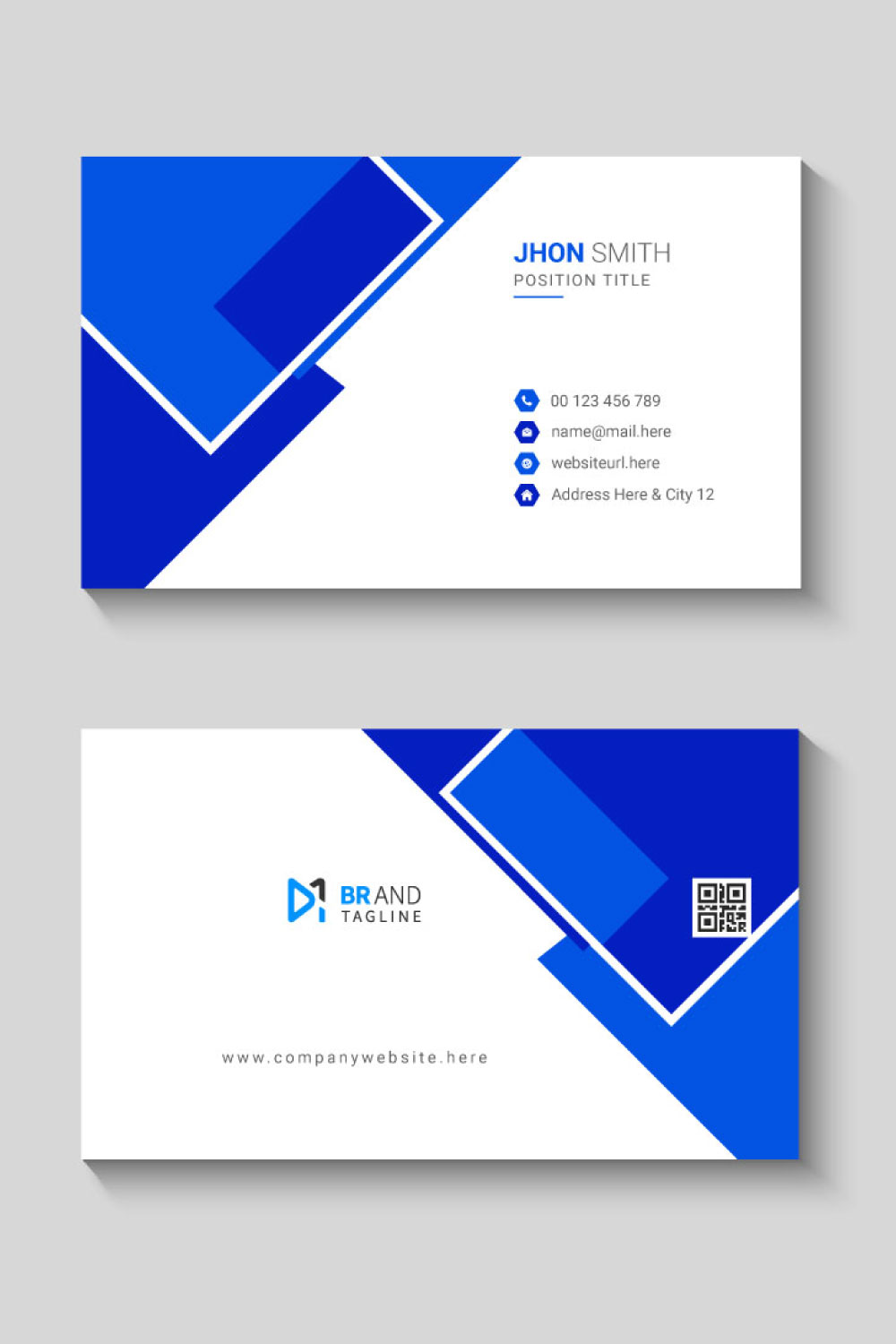 Blue color visiting card design template pinterest preview image.