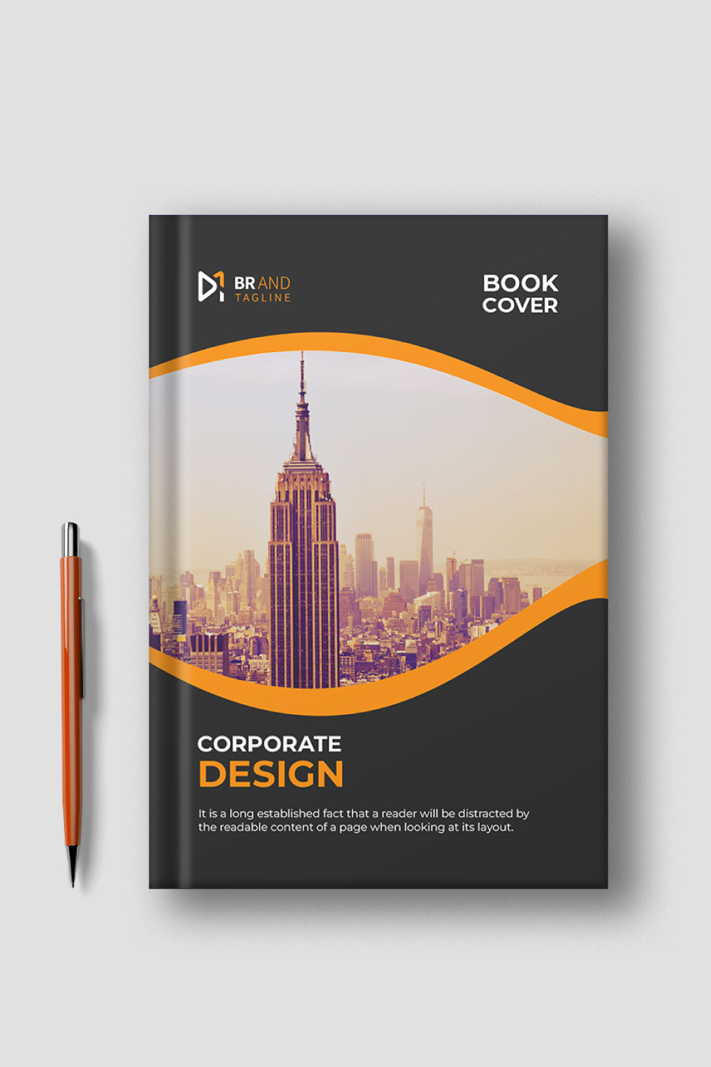 Modern Book Cover Design Template pinterest preview image.