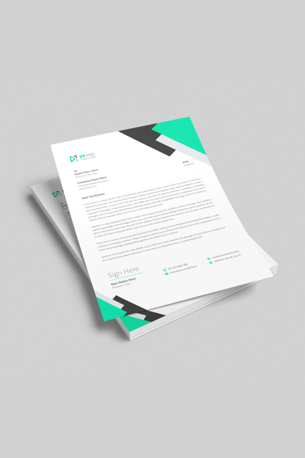 Modern company business letterhead design template pinterest preview image.