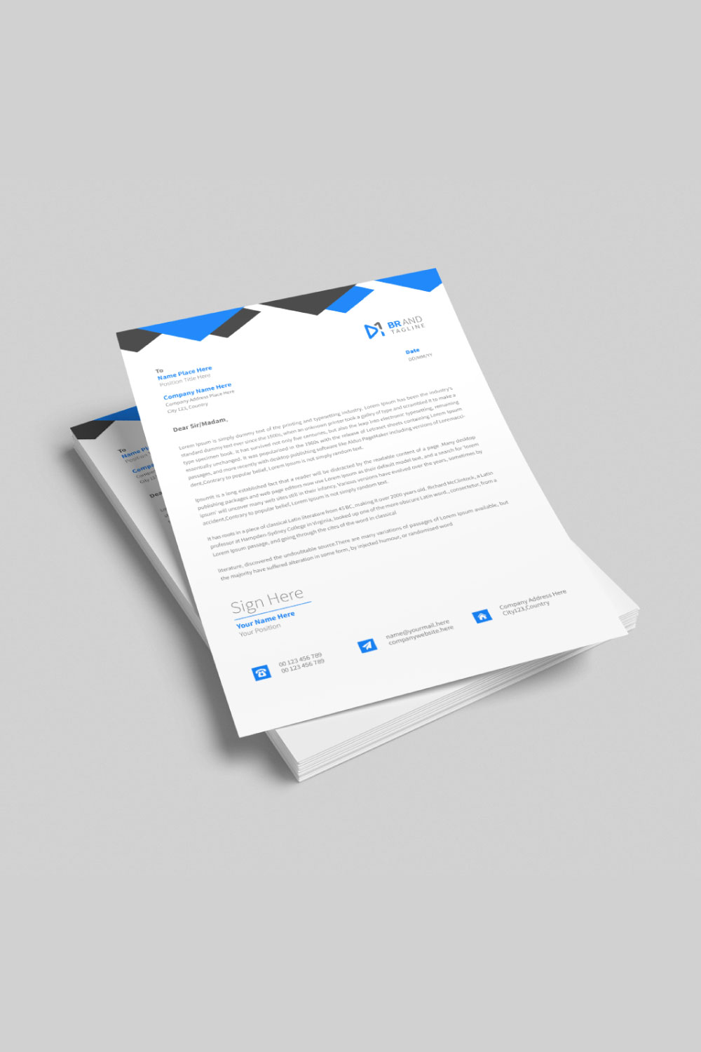 Modern and clean business letterhead template design pinterest preview image.