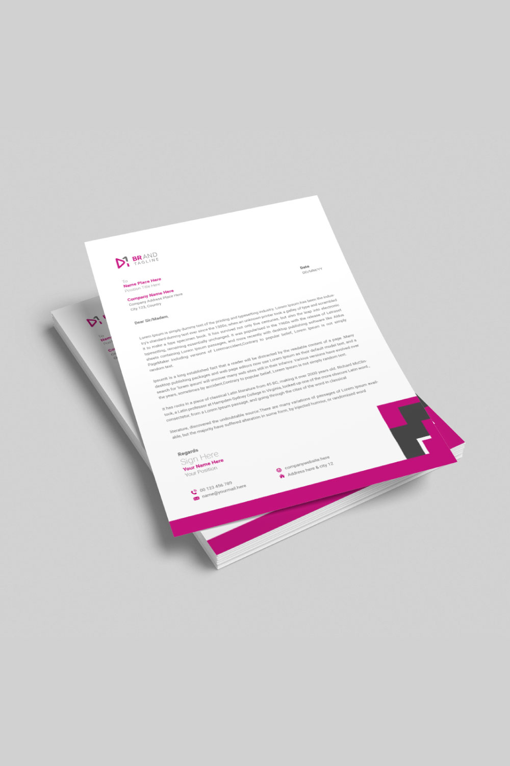 Professional creative letterhead template design for your business pinterest preview image.