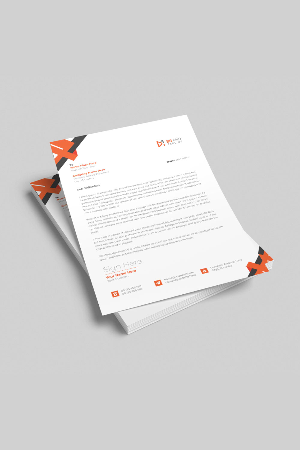 Modern company business letterhead design template pinterest preview image.