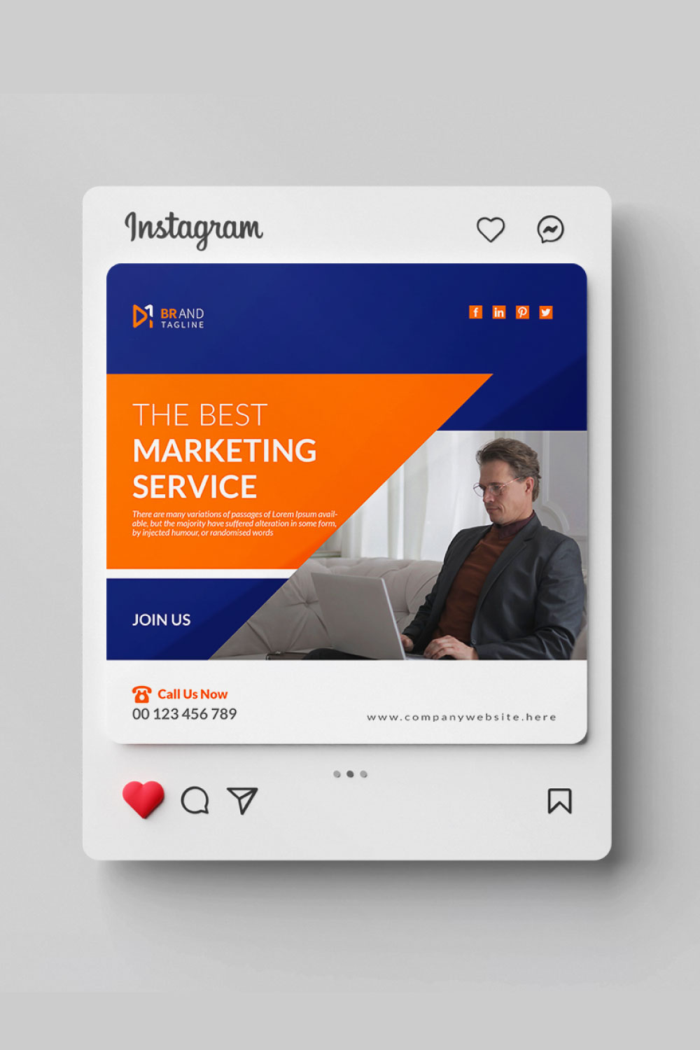Digital marketing social media and Instagram post banner template design pinterest preview image.