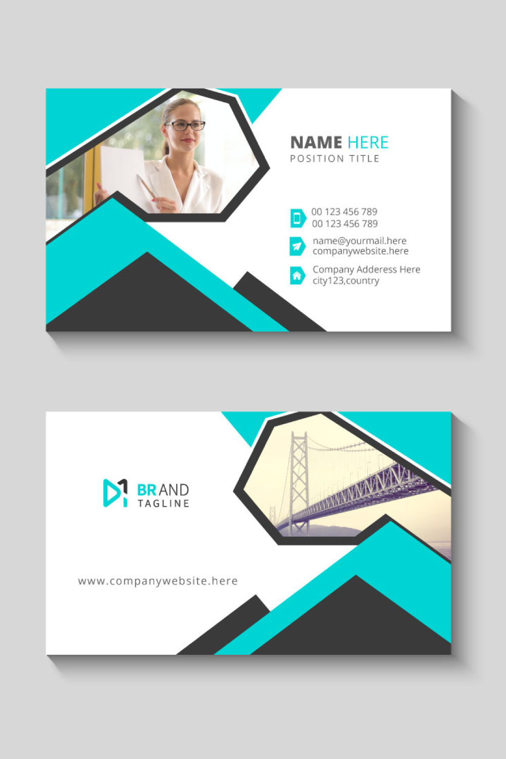 Business card design template pinterest preview image.