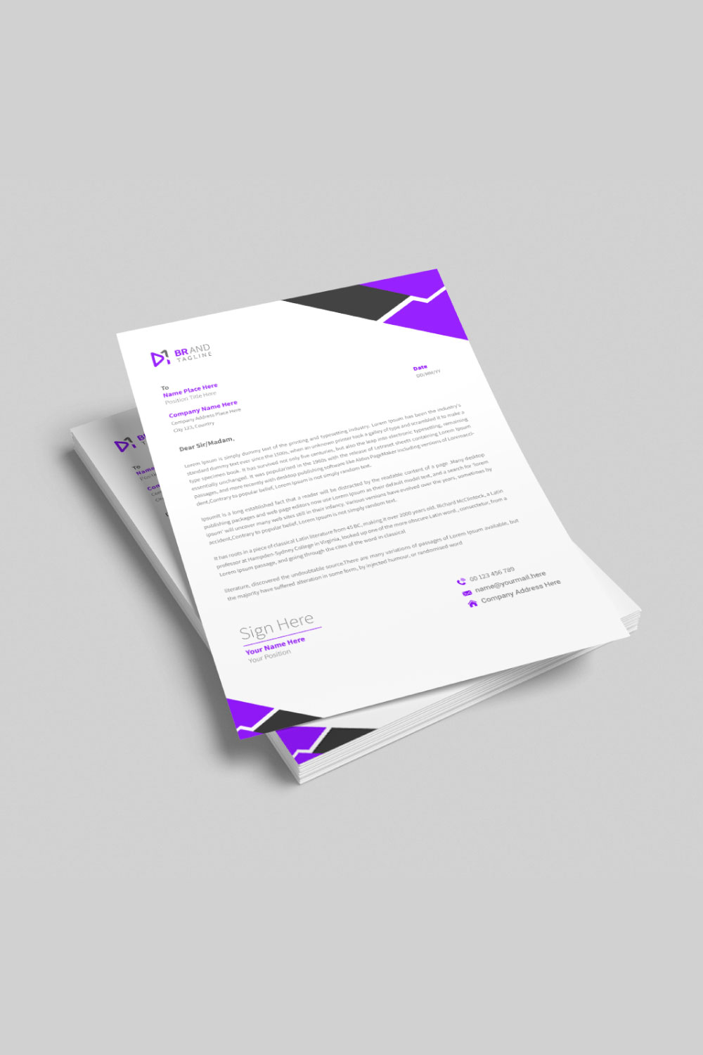 Modern company business letterhead template pinterest preview image.