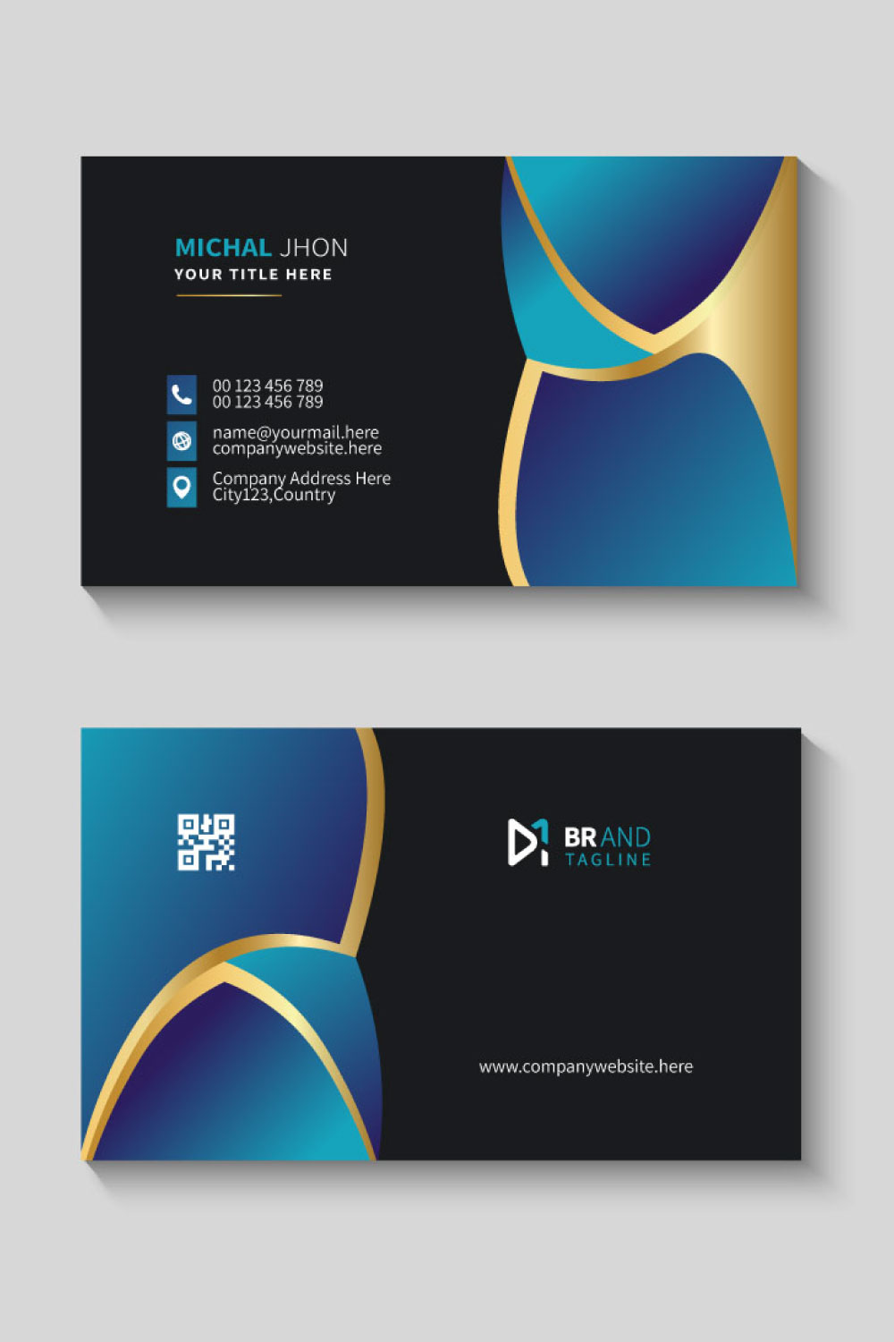 Simple business card template design pinterest preview image.