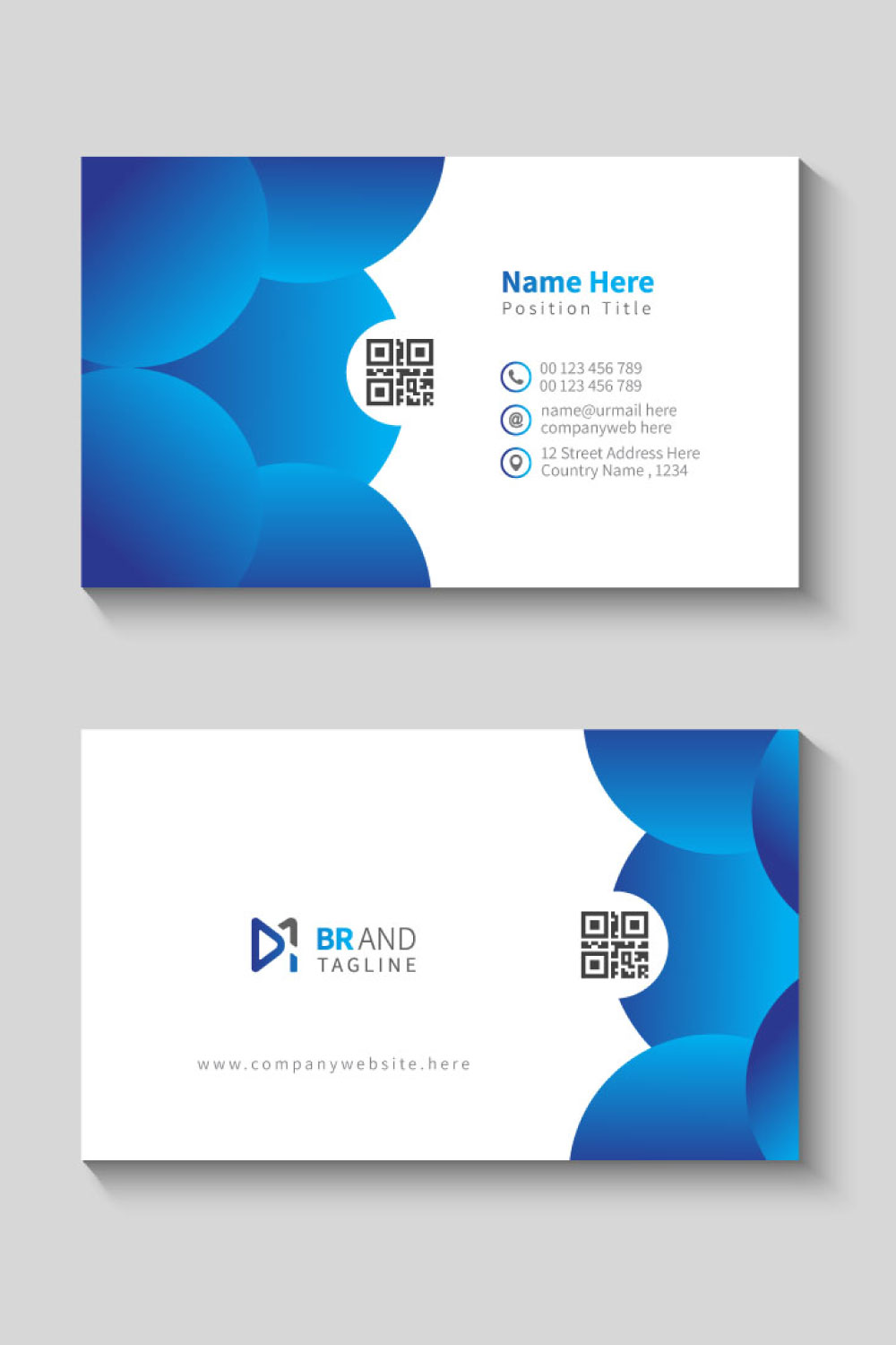 Blue elegant corporate card design template pinterest preview image.