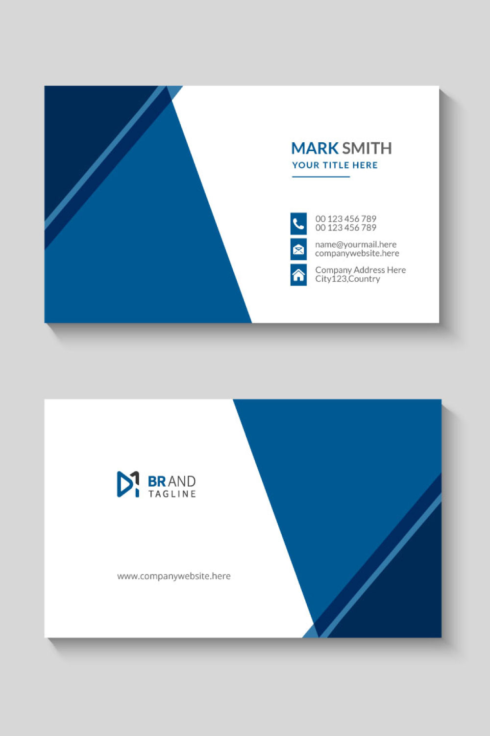 Modern and clean professional business card template pinterest preview image.