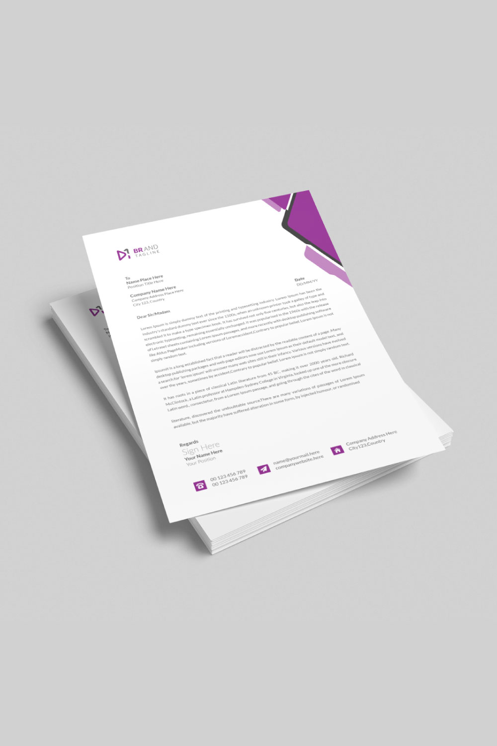 Minimalist style letterhead design template pinterest preview image.