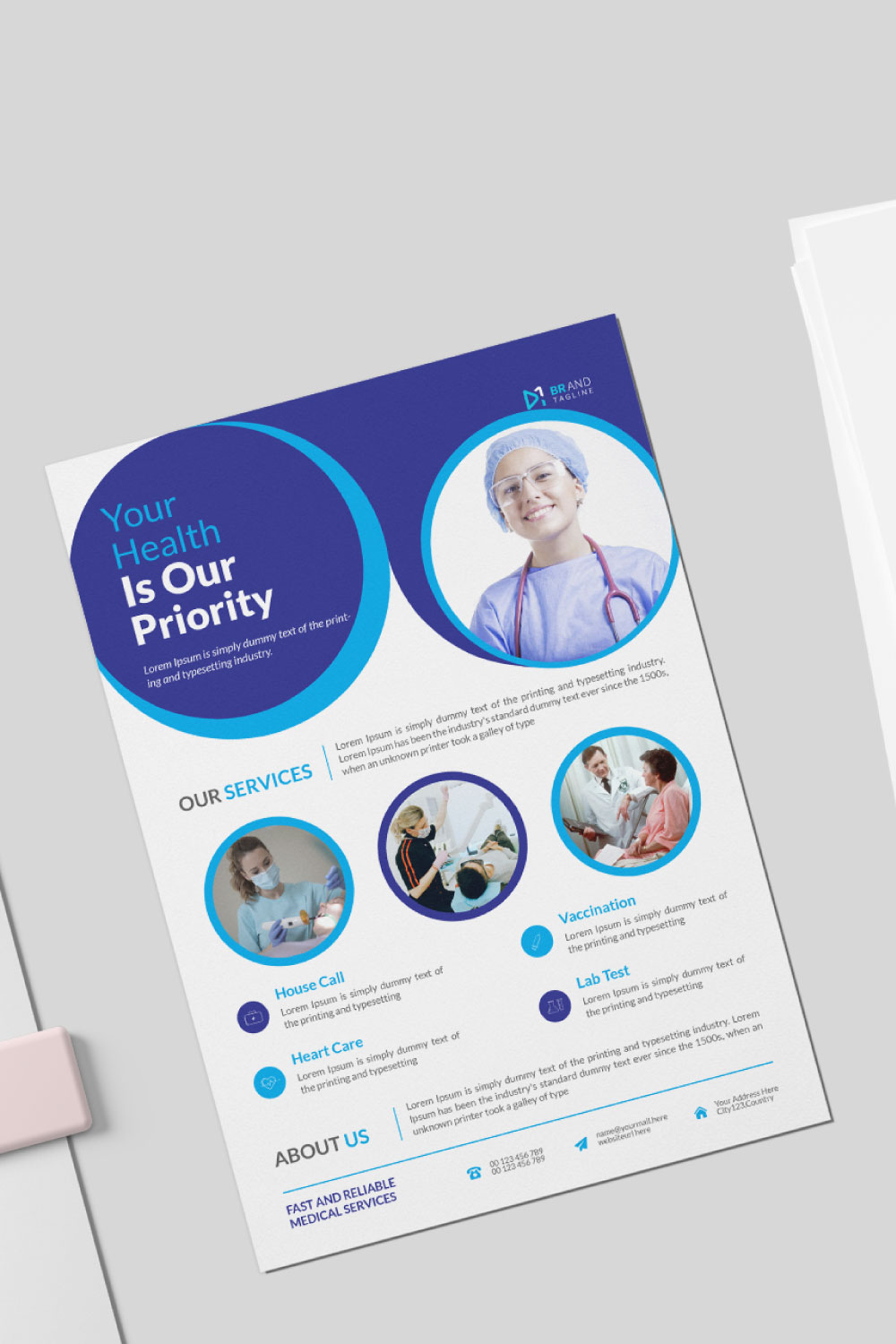 Hospital template design pinterest preview image.