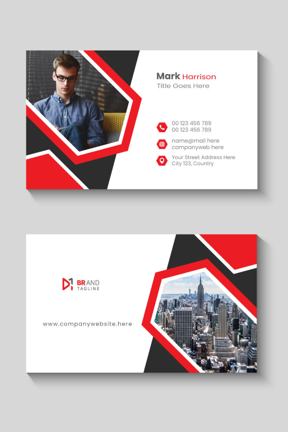 Modern and creative business card template pinterest preview image.