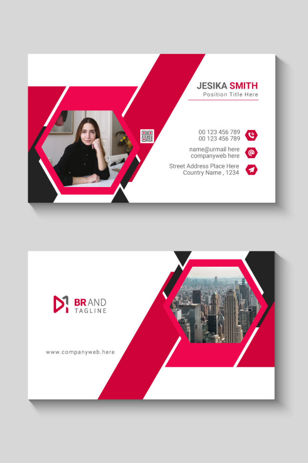 Professional and minimal business card template design pinterest preview image.