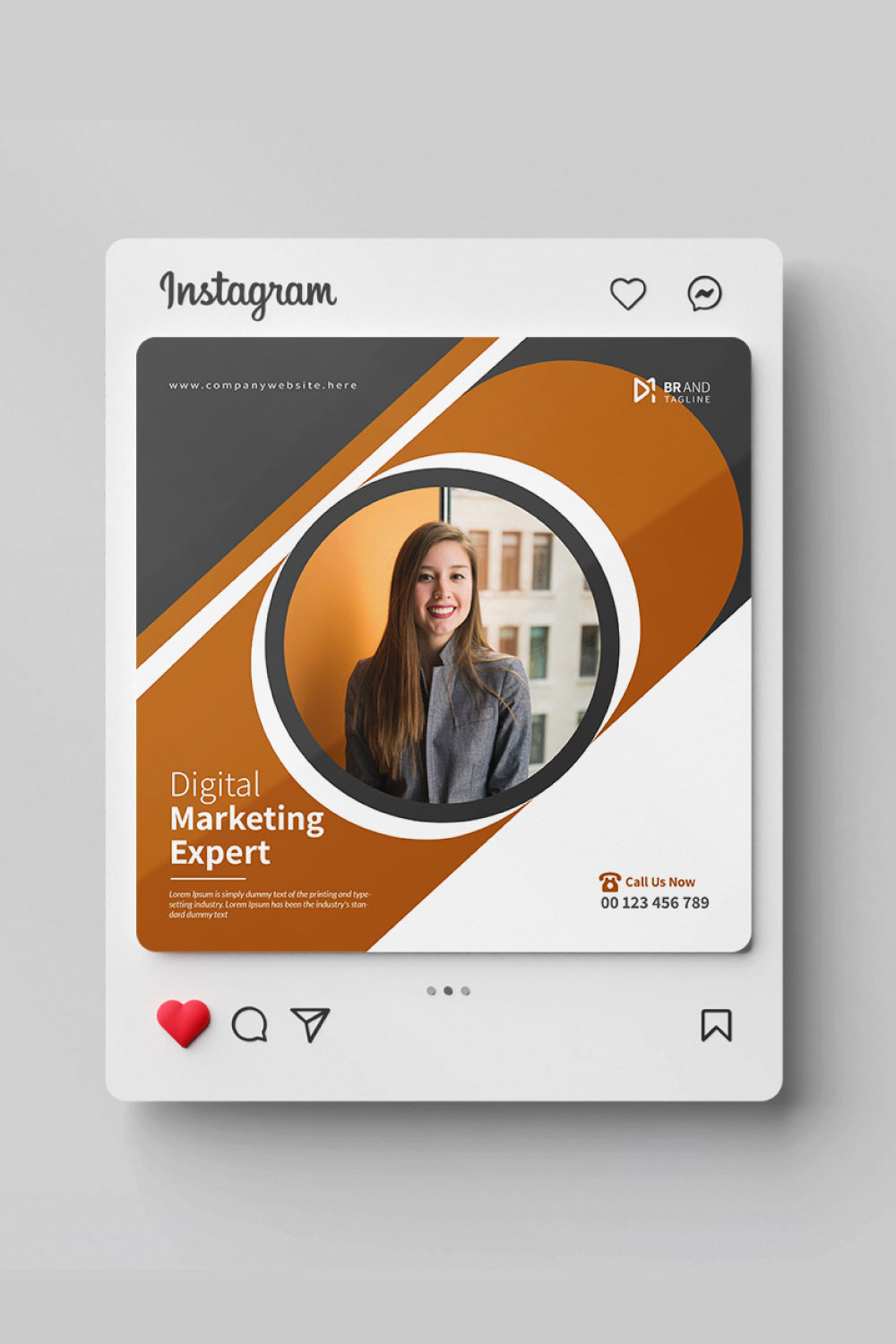 Digital marketing flyer template for social media post pinterest preview image.