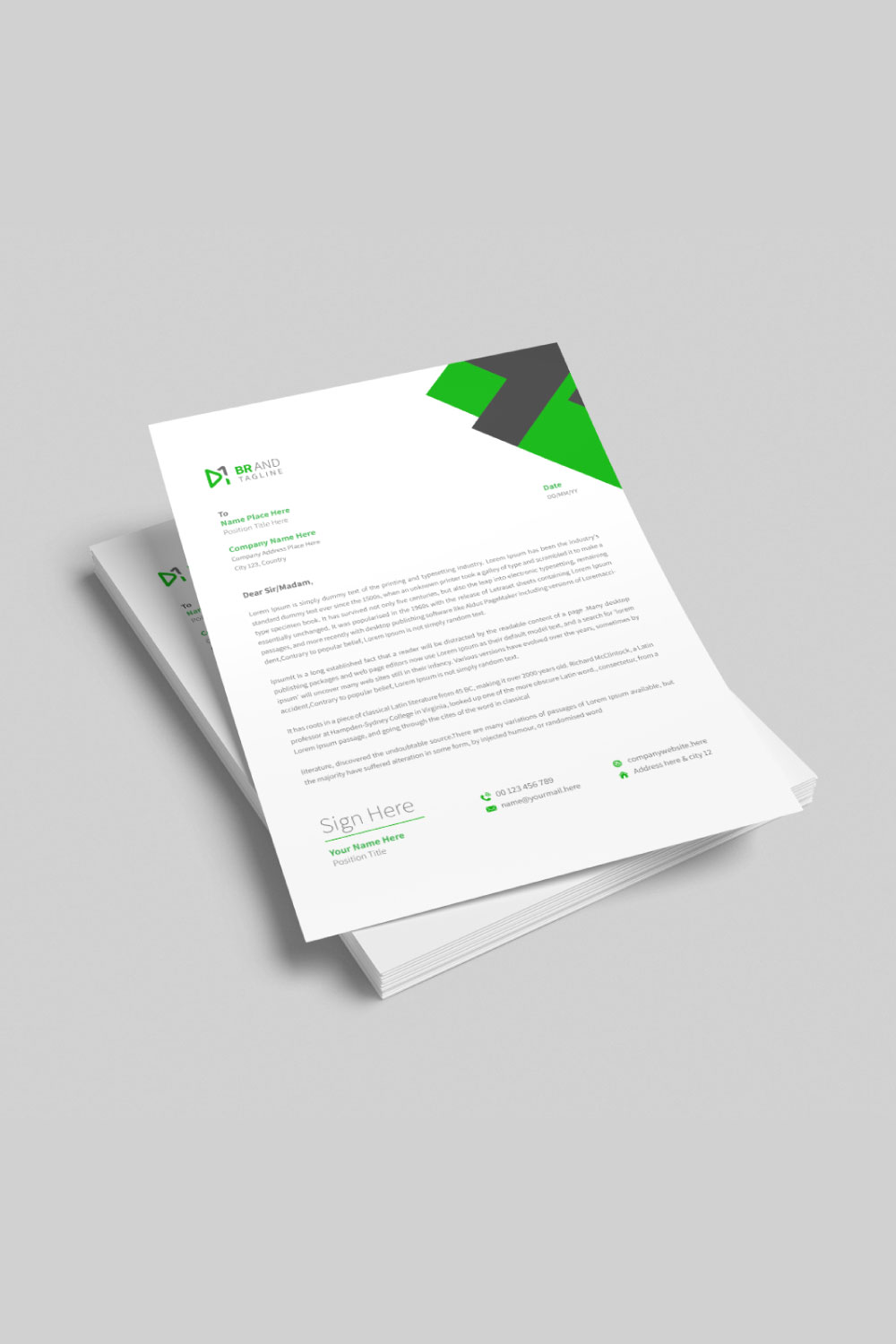 Clean modern creative business letterhead pad template design layout pinterest preview image.