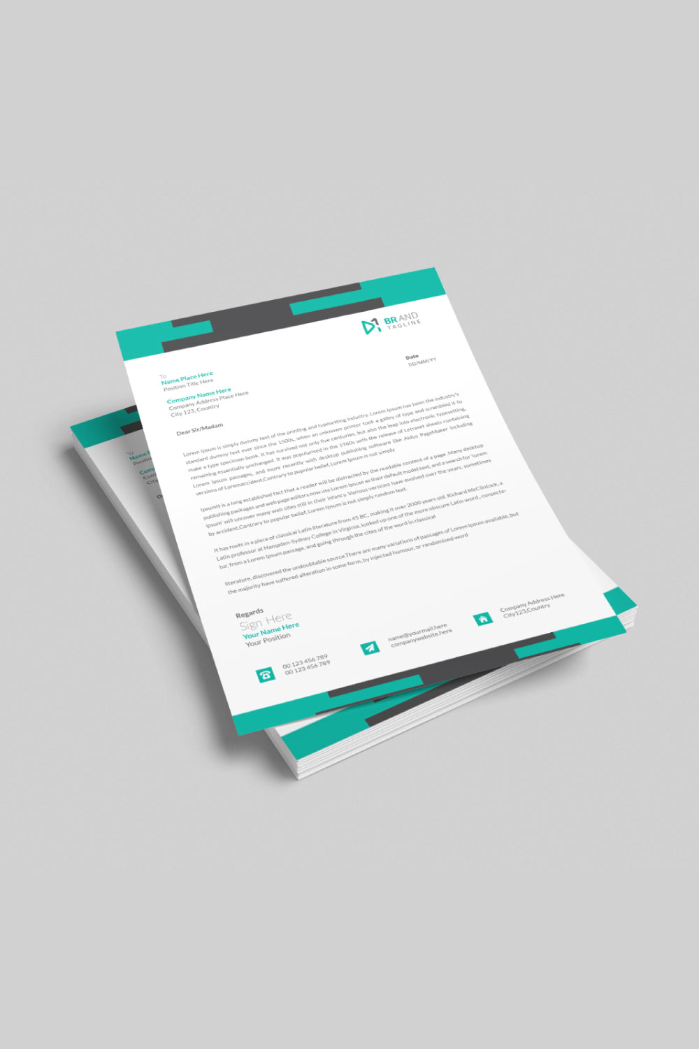 Professional modern business letterhead template design pinterest preview image.